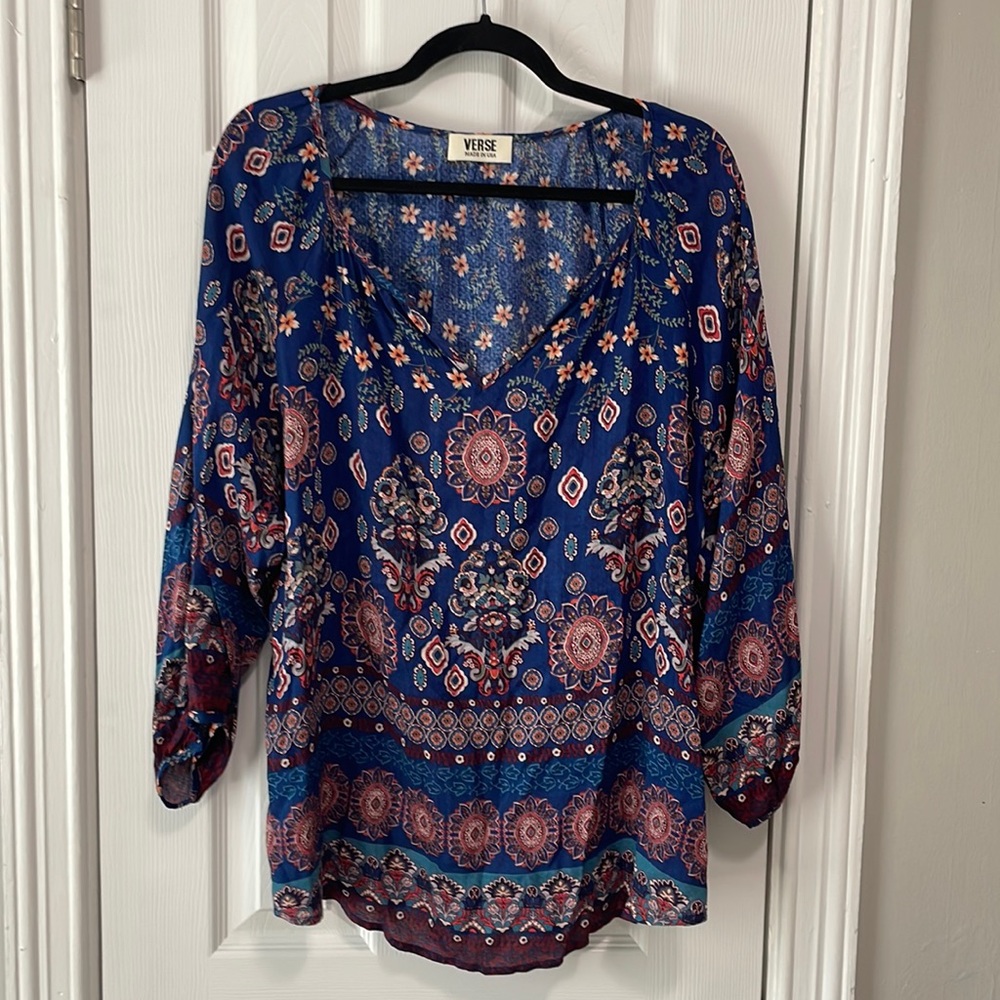 Verse Women's Floral Blue Blouse
